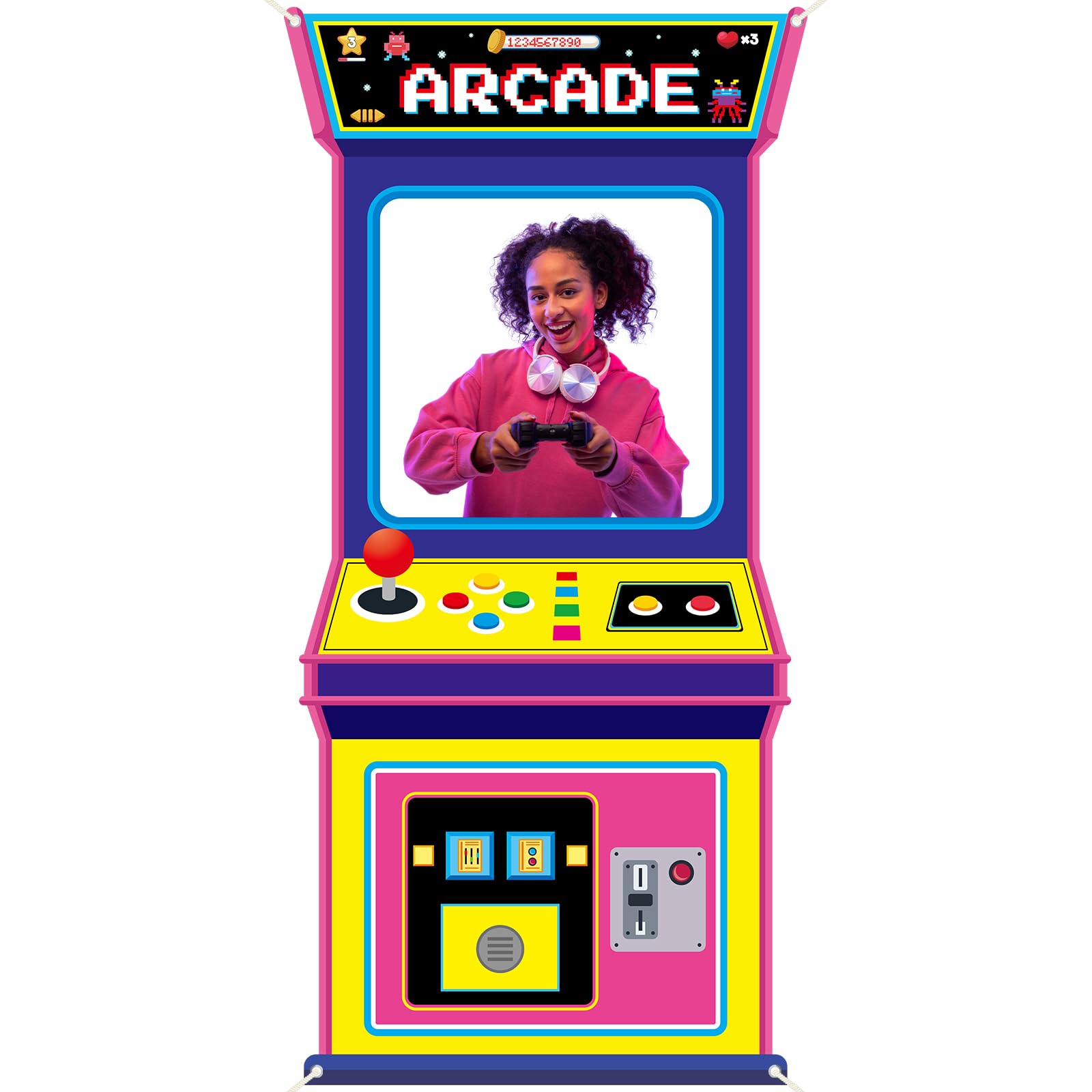 Retro Gaming Video - Bannière suspendue décorative pour photomaton, thème