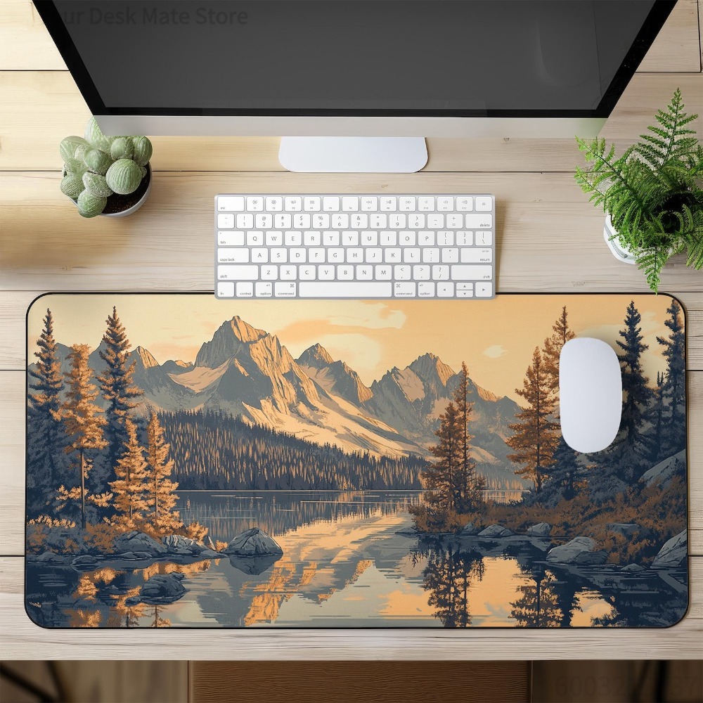 Retro Gaming Xl - Tapis de bureau rétro avec paysage