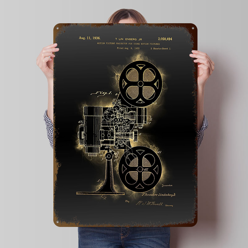 Retro Gaming With Projector - Affiches en fer blanc brevetées pour