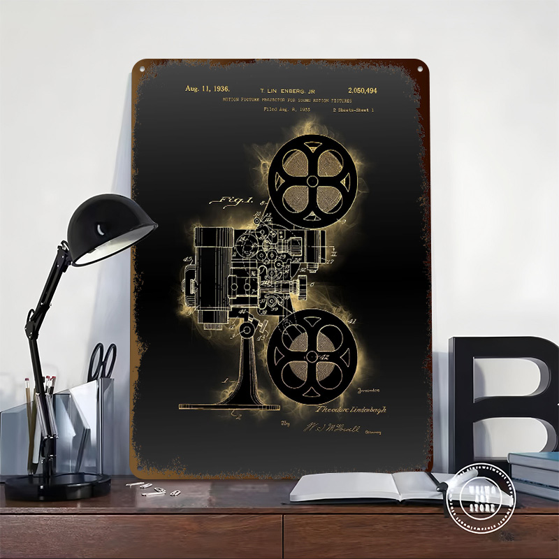 Affiches en fer blanc brevetée - Retro Gaming With Projector avis et prix